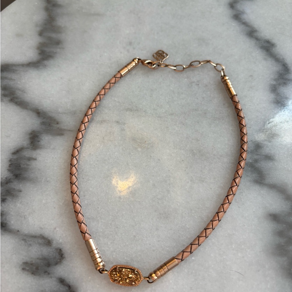 KENDRA SCOTT Cooper Rose Gold Braided Choker Druzy